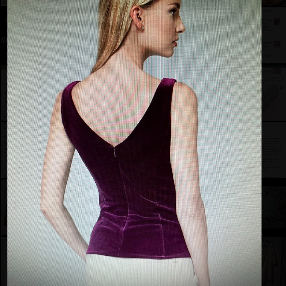 WHITE HOUSE BLACK MARKET VELVET SHELL SIZE 10 RICH PLUM NEW! - Picture 2 of 5